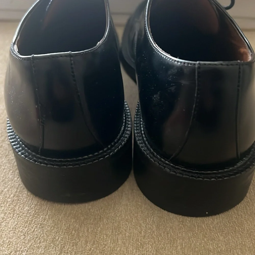 Banana Republic Oxford Black Leather Apron Round Toe Lace Up Shoes Italy